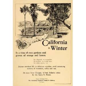 1899 Ad California Atchison Topeka Santa Fe Railway   Original Print 