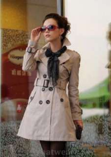 Womens Double breasted Trench Coat/Jacket Blue W03  