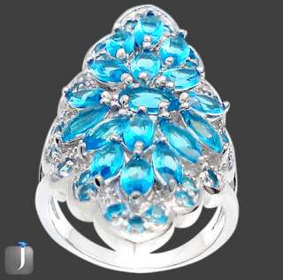 size 7 1/2 EXCELLENT BLUE TOPAZ MARQUISE 925 STERLING SILVER ARTISAN 