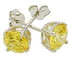 150 2.0ct ROUND CUT CANARY CZ STUD EARRINGS