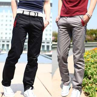 FANCYQUBE MENS CASUAL SLIM FIT STRAIGHT COTTON PANTS 1604  