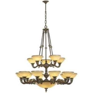  Alabaster Two Tiered Scroll Arm Chandelier
