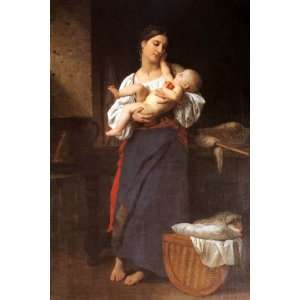  CHILD BABY MOTHER FIRST CARESSES BY BOUGUEREAU CANVAS 