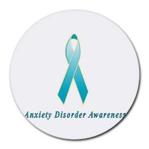  Anxiety Disorder Awareness Ribbon Round Mouse Pad: Office 