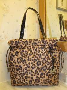 MICHAEL KORS Leopard X Large ITEM QUILT DRAWSTRING Tote Bag Handbag 