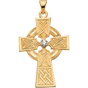   Yellow Gold Cross Pendant With Diamond 33x23mm   JewelryWeb: Jewelry