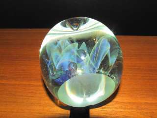 1992 Gilbert Johnson Veiled Art Glass Apple Paperweight  