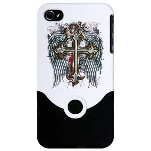  iPhone 4 or 4S Slider Case White Cross Angel Wings 
