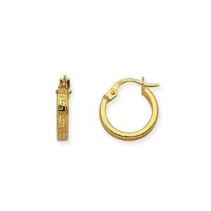   14K Yellow Gold Greek Key Euro Hoop Earring: CleverEve: Jewelry