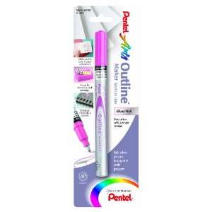  Pentel Arts Outline Marker, Silver Ink Outlined in Pink, 1 