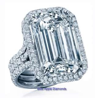   Emerald Cut Triple Shank Diamond Engagement 18k Ring EGL Center 1.00