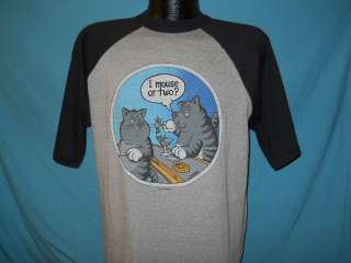 vintage FUNNY CAT BAR 1 MOUSE OR TWO 80S SOFT BASEBALL RINGER JERSEY t 
