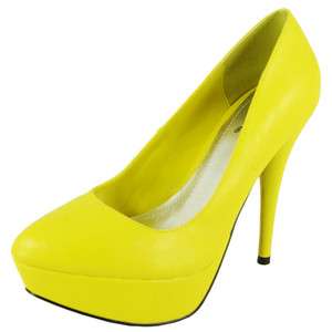   Platforms Dress Pumps Yellow PU Lemon High Heels Womens Shoes  
