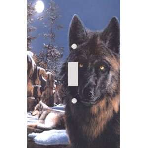  Black Wolf Decorative Switchplate Cover