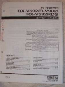 Yamaha Service Manual~RX V592/V592RDS/R V902 Receiver  