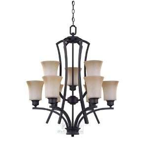 Flamenco   25 9 light chandelier in oil rubbed bronze with amber alab