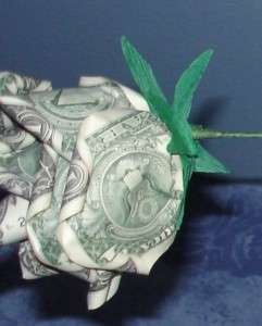 Origami Money Long Stem Rose Spendable US Cash Gift  