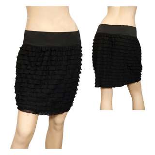Plus Size Ruffled Mini Skirt Black  