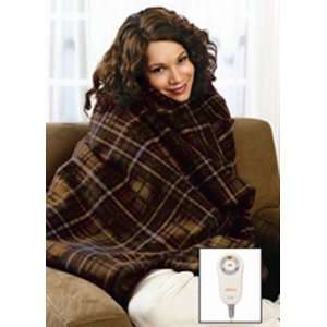   Up Brown Plaid Fleece Electric Warming Throw Blanket: Home & Kitchen