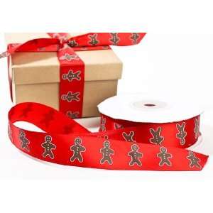   Gingerbread Man Christmas Satin Ribbon  25 Yard Spool: Arts, Crafts