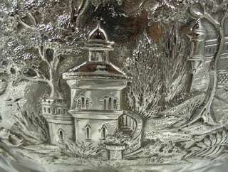 IMPORTANT S.KIRK STERLING SILVER REPOUSSE CHINESE CASTLE GARDEN 