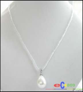 20MM WHITE DRIP SOUTH SEA SHELL PEARL NECKLACE PENDANT  