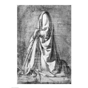  Drapery study for a kneeling figure seen in three quarter 