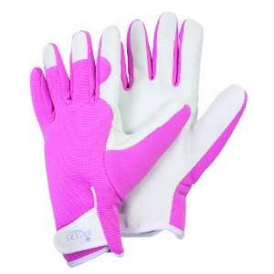  Pink Lady Gardener Leather Gloves   Medium: Patio, Lawn 