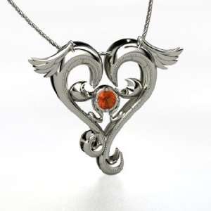   Takes Wing Pendant, Round Fire Opal 14K White Gold Necklace: Jewelry