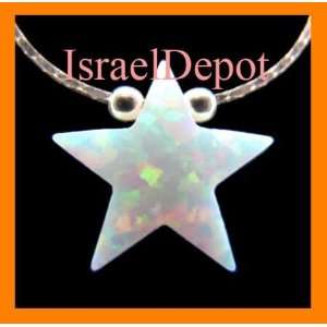  White Opal Gem Star Pendant 925 Silver Chain Necklace 