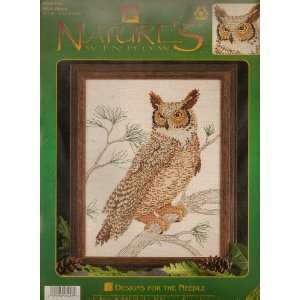   COUNTED CROSS STITCH KIT  OWL NATURES WINDOW: Arts, Crafts & Sewing
