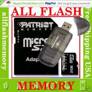 Patriot 2GB Micro SD Memory Card MicroSD TF 2 G +Reader  