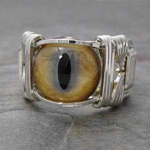  Bobcat Eye Eyeball Sterling Silver Wire Wrapped Ring ANY size  