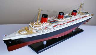   Normandie cruise ship wood model French ocean liner wooden boat  