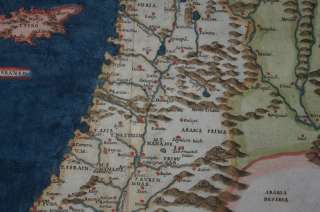   NICOSIA ORIENT SYRIA JUDEA ISRAEL ENGRAVING MAP RUSCELLI 1561 #A466S