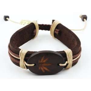  Trendy Celeb Genuine Leather Bracelet   MARIJUANA Jewelry