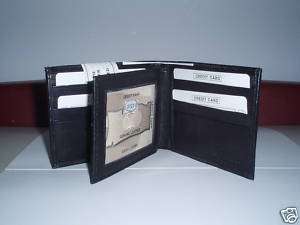 Mens Black Genuine Leather Bi Fold Wallet New 3121  