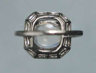 Platinum Ring Moonstone, Sapphire by MELLERIO, R. PAIX 1930s Vintage 