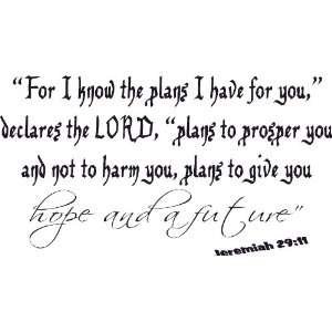 Jeremiah 29:11 Wall Art, Decal, Hope and a Future, plans for you, says 