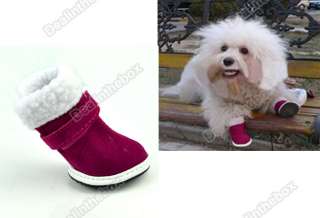 Cute Red Warm Walking Cozy Pet Dog Shoes Boots Santa Puppy Apparel 5 