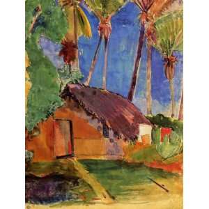  Oil Painting Thatched Hut under Palm Trees Paul Gauguin 