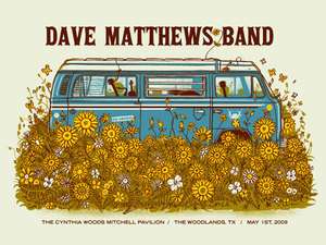 Dave Matthews Band Poster 2009 Woodlands Texas #/500  