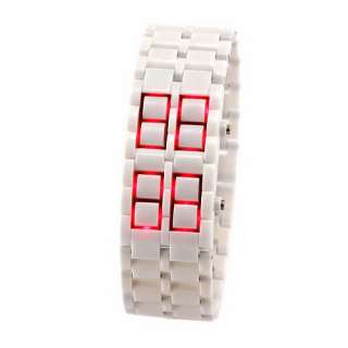 Classic Spokesperson Mens White LAVA Red LED Bracelet Wrist Watch 