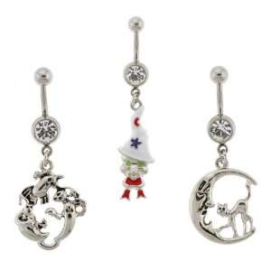  Set of 3 Halloween Belly Rings   Stainless Steel: Jewelry