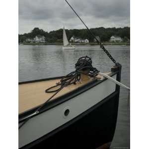  Bow of a Boat with a Sailboat in the Background on the Mystic River 
