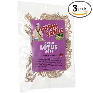 Sushi Sonic Dried Lotus Root Slices, 1.76 Ounce Bags (Pack of 3 