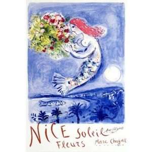  Marc Chagall   Chagall Nice Soleil Fleurs Giclee Canvas 