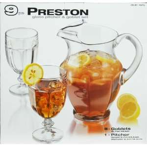  Preston 9 Piece Glass Pitcher and Goblet Set Kitchen 