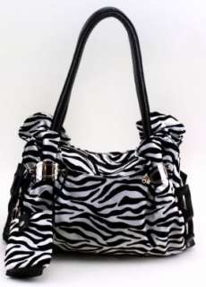    White on Black Zebra Print Shoulder Bag with Cellphone Bag: Shoes