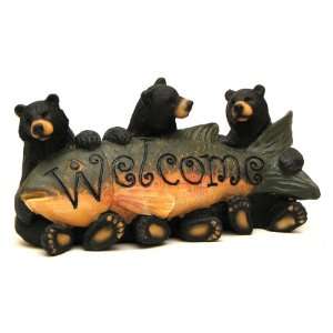  Bears Holding Fish Welcome Sign Patio, Lawn & Garden